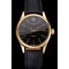 Swiss Rolex Cellini Black Dial Gold Markings Gold Case Black Leather Strap Jersey Kit Boutique 14