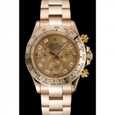 Rolex Cosmograph Daytona Brown Dial Diamond Numerals Gold Case And Bracelet 1454245 Jersey Kit Boutique