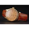 Swiss Rolex Cellini Gold Dial Roman Numerals Gold Case Light Brown Leather Strap Jersey Kit Boutique 16