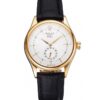 Swiss Rolex Cellini White Dial Gold Case Black Leather Strap Jersey Kit Boutique 13