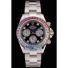 Rolex Daytona Cosmograph Rainbow Crystals Bezel Stainless Steep Strap Black Dial 80250 Jersey Kit Boutique 15