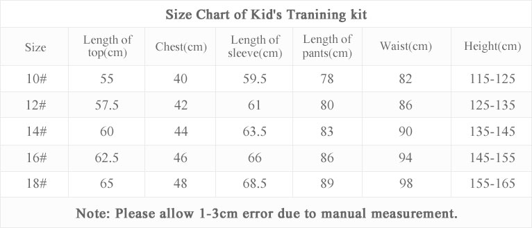 Size chart of Italy Tracksuit Training Kit Kids 2024-25 Full Zip White